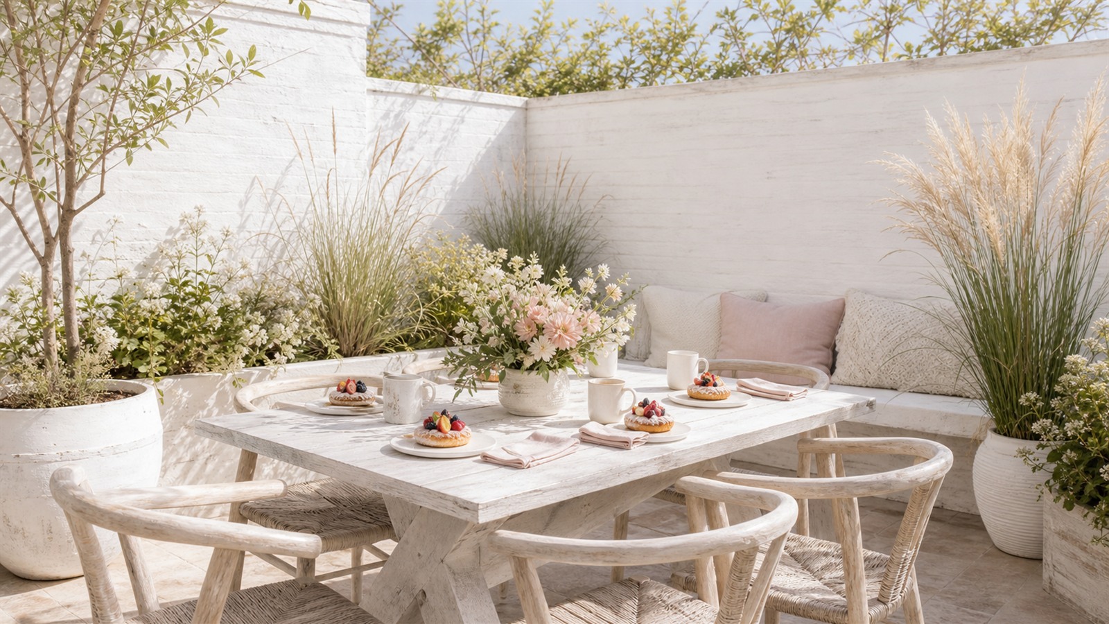 The Whitewash Corner outdoor seating enclave
